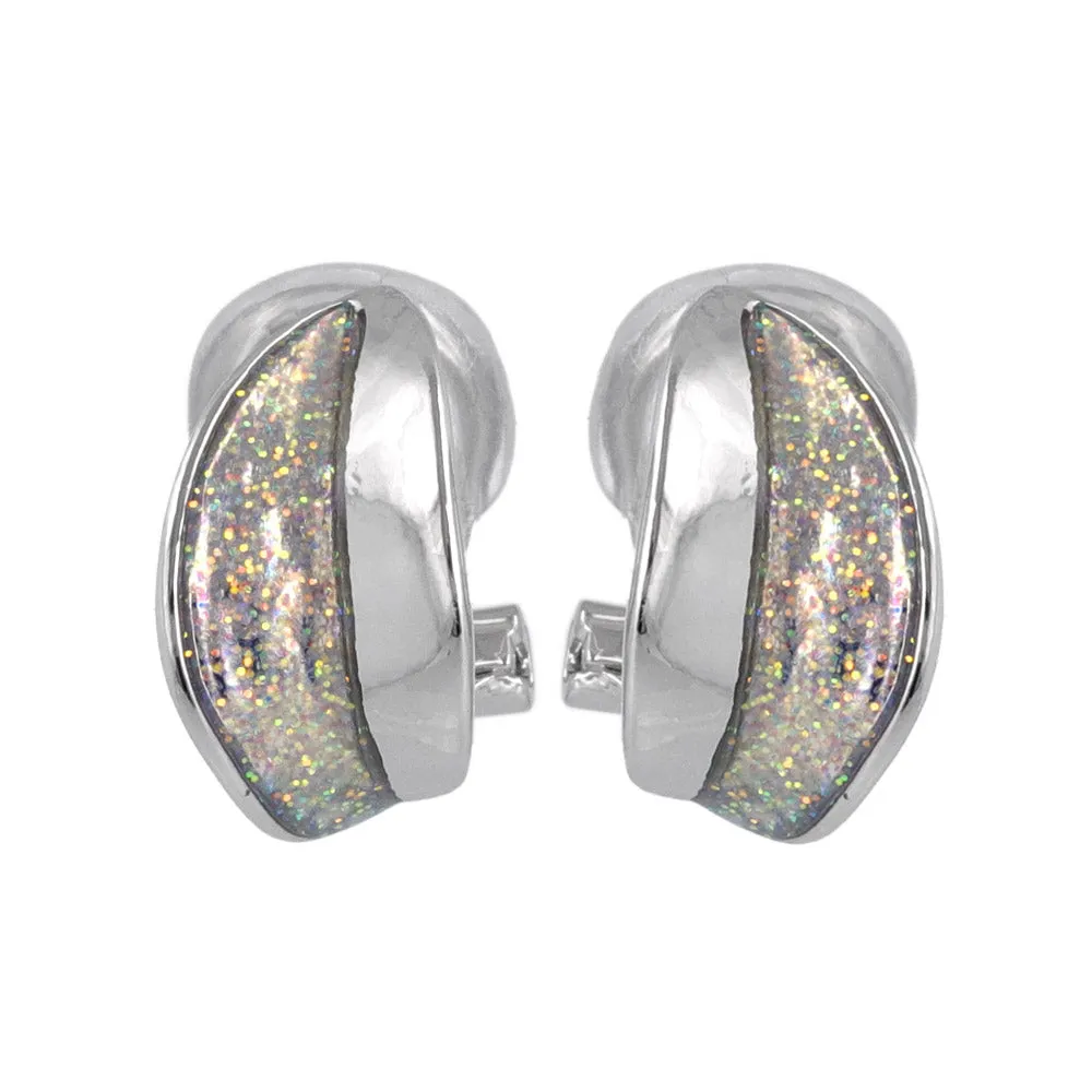 Half Glitter Half Metal Clip Ons