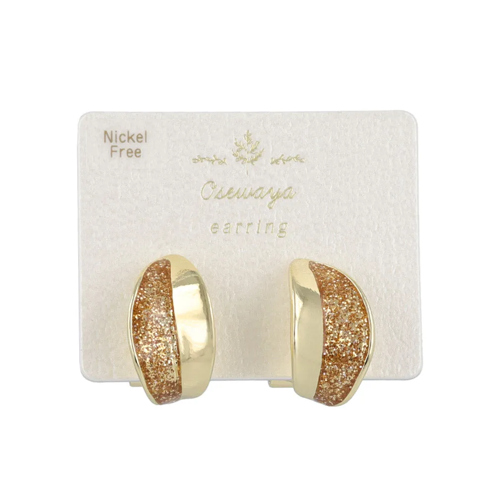 Half Glitter Half Metal Clip Ons