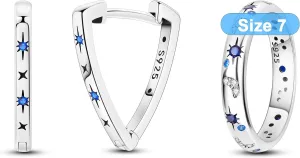 Hapour Celestial Jewelry Set, Moon Star Hoop Earrings & Ring Size 7 for Women & Teen