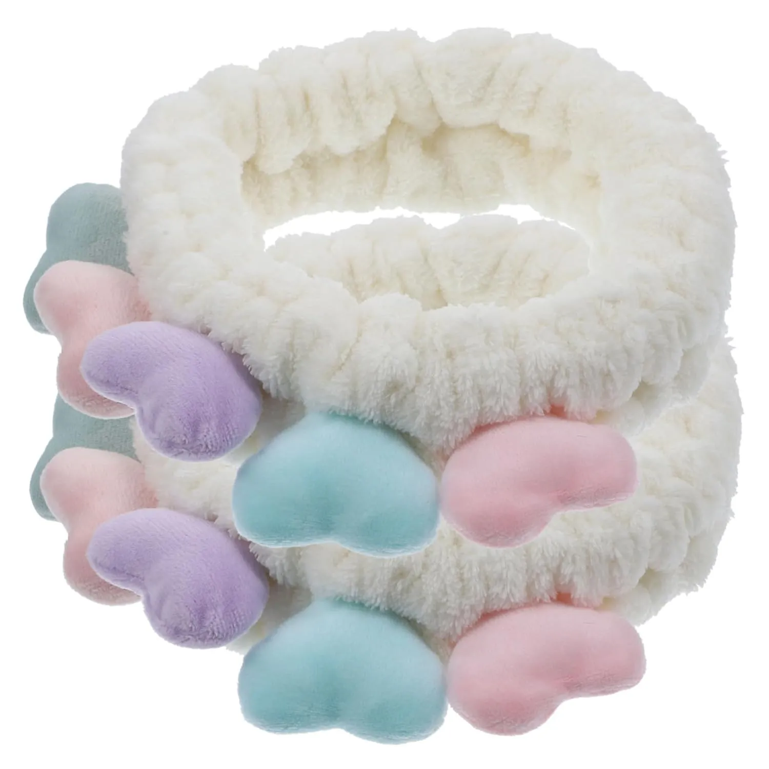 Hemoton 2pcs Wash Headband Headbands for Women Salon Attached Ponytail Fluffy Hair Band Hairband with Clips Fluffy Washing Headband Elastics Head Band Hair Curler Vent Fabric Beige