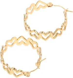 Hemoton Gold Heart Link Hoop Earrings for Women Stainless Steel Earrings Lightweight Endless Hinged Hoops for Conch and Helix Piercings Fashionable Minimalist Design