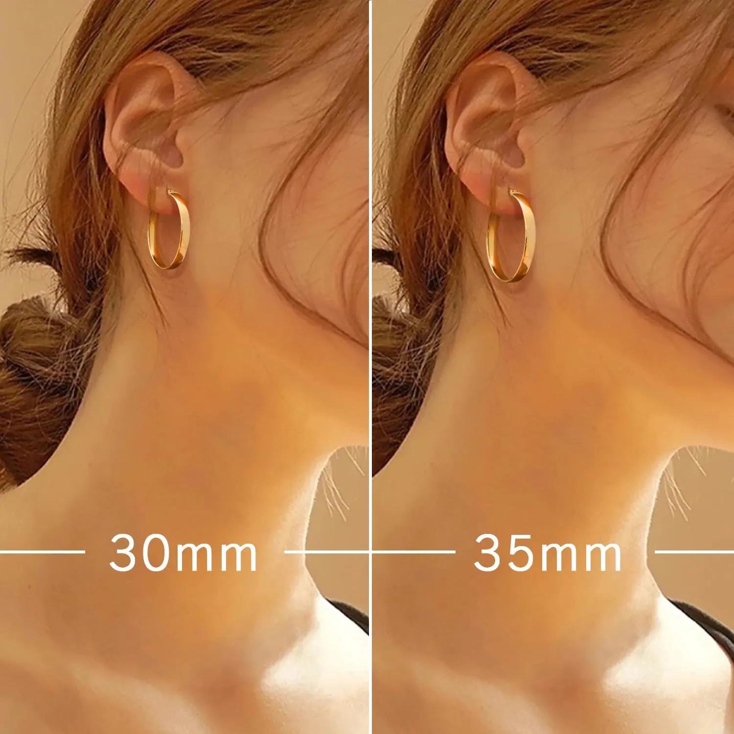 Hoop Earrings 14K Gold Hoop Earring for Women Big Hoops Earrings Gold Jewelry Timeless Feminine Elegance Hypoallergenic Earring 30/35mm