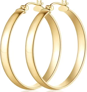 Hoop Earrings 14K Gold Hoop Earring for Women Big Hoops Earrings Gold Jewelry Timeless Feminine Elegance Hypoallergenic Earring 30/35mm
