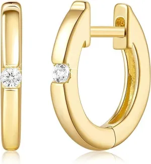 Hoop Earrings 14K Gold Hoop Earrings for Women Cubic Zirconia Huggie Hoops Earring Ultimate Charm Gold Earring 12.7 * 1.7MM