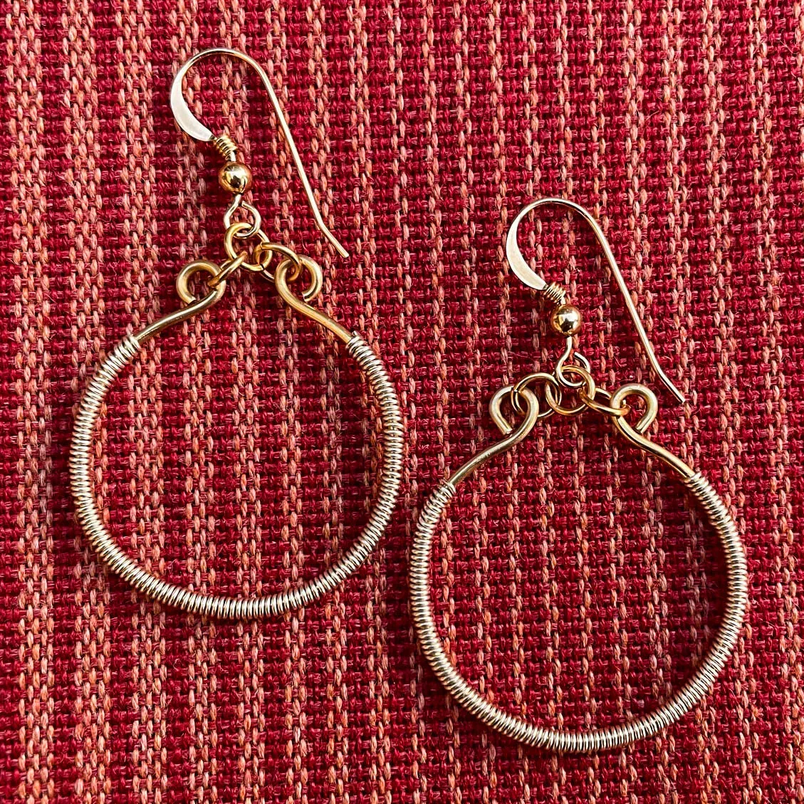 Hoop Earrings Wrapped with Wire (click for colors & sizes) #102