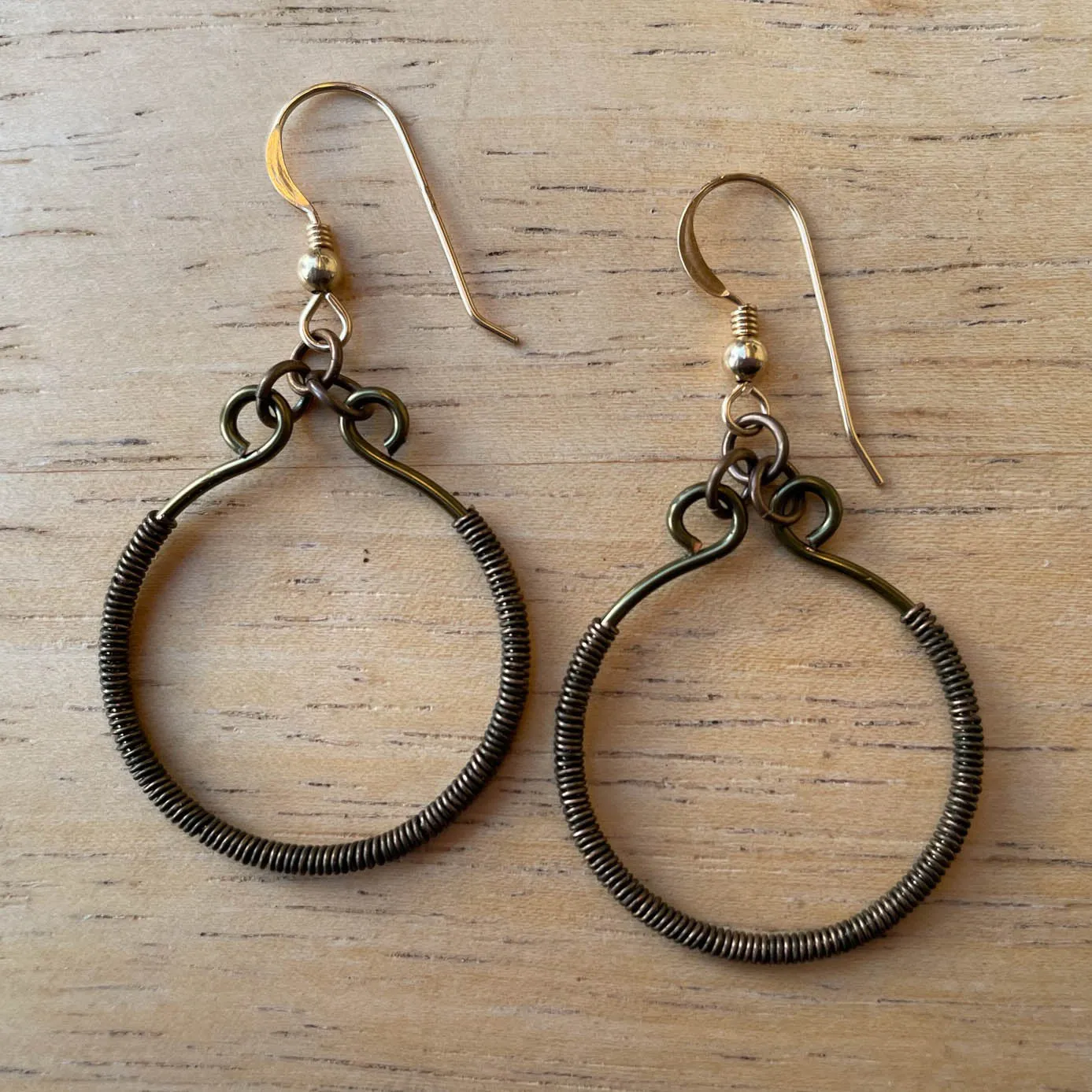 Hoop Earrings Wrapped with Wire (click for colors & sizes) #102