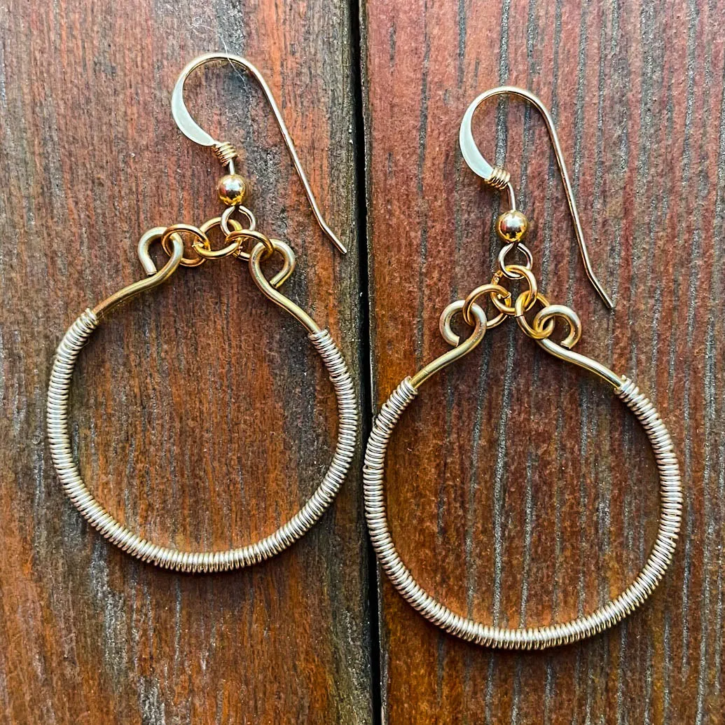 Hoop Earrings Wrapped with Wire (click for colors & sizes) #102