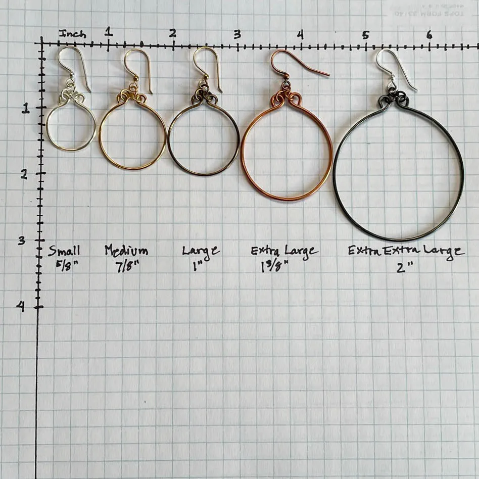 Hoop Earrings Wrapped with Wire (click for colors & sizes) #102