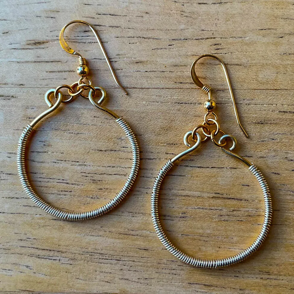 Hoop Earrings Wrapped with Wire (click for colors & sizes) #102