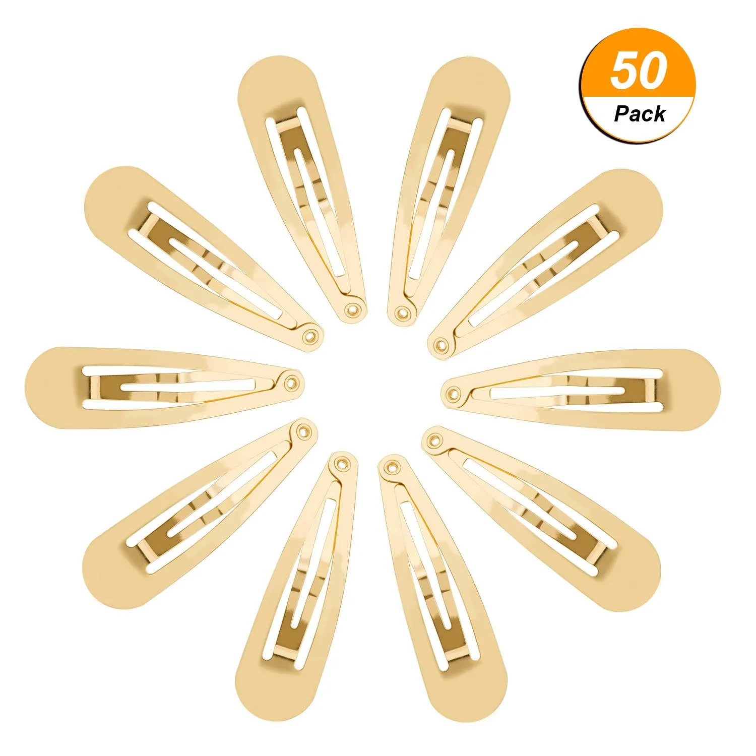 Hotop 50 Pack Gold Hair Clips for Women Snap Hair Clips Barrettes for Kids, Girls Metal Non Slip Gold Barrettes for Hairstyles, 2 Inch