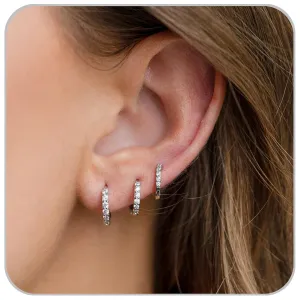 Huggie Hoop Earrings for Women Small Cartilage Earring Cubic Zirconia Gold Hoops Earring Sets for Multiple Piercing Hypoallergenic Jewelry Silver Earrings for Men 8mm 10mm 12mm (Silver)