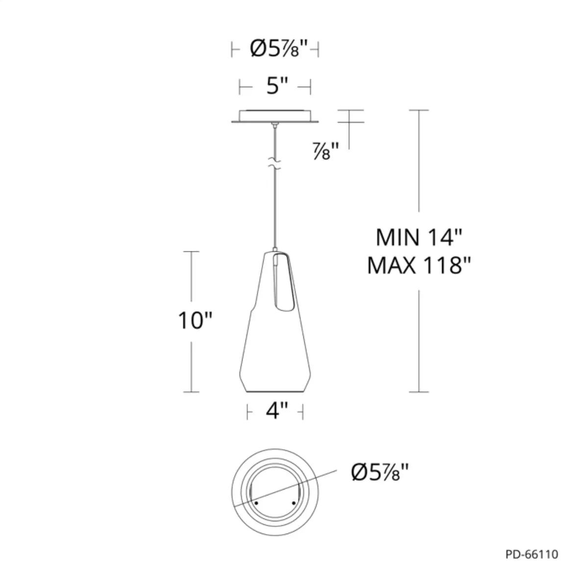 Ingot 10 in. LED Pendant Light Black Finish