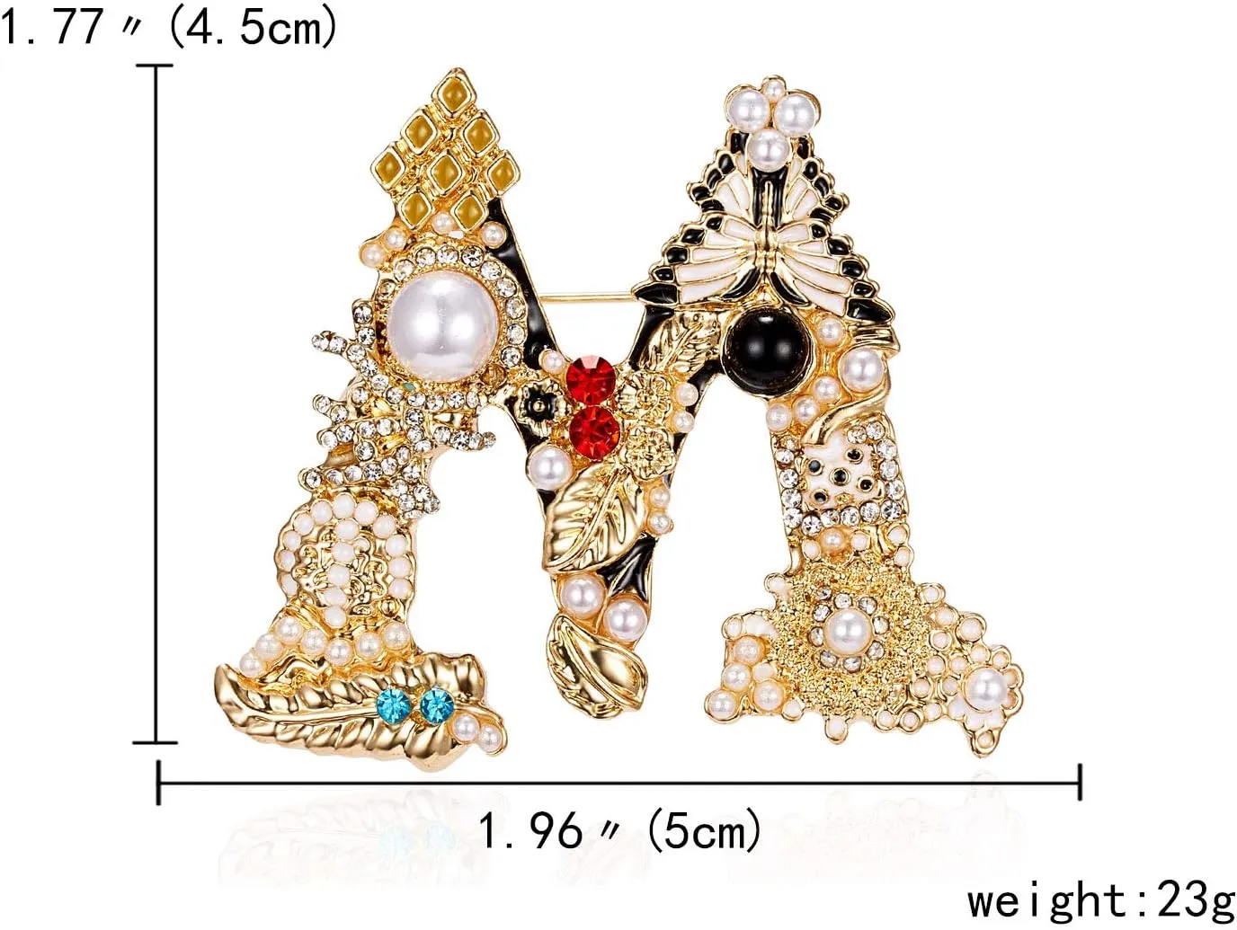 Initial Brooch Pins A-Z 26 Letters Brooches For Women Girls Colorful Enamel Alphabet Pin Pearl Crystal Lapel Pin
