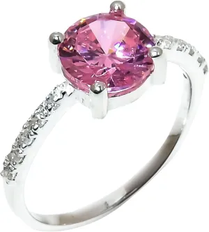 Jete 925 Sterling Silver Channel Set Ring | Morganite Rings for Women | Statement Stacking Band for Gift | 8 mm Round