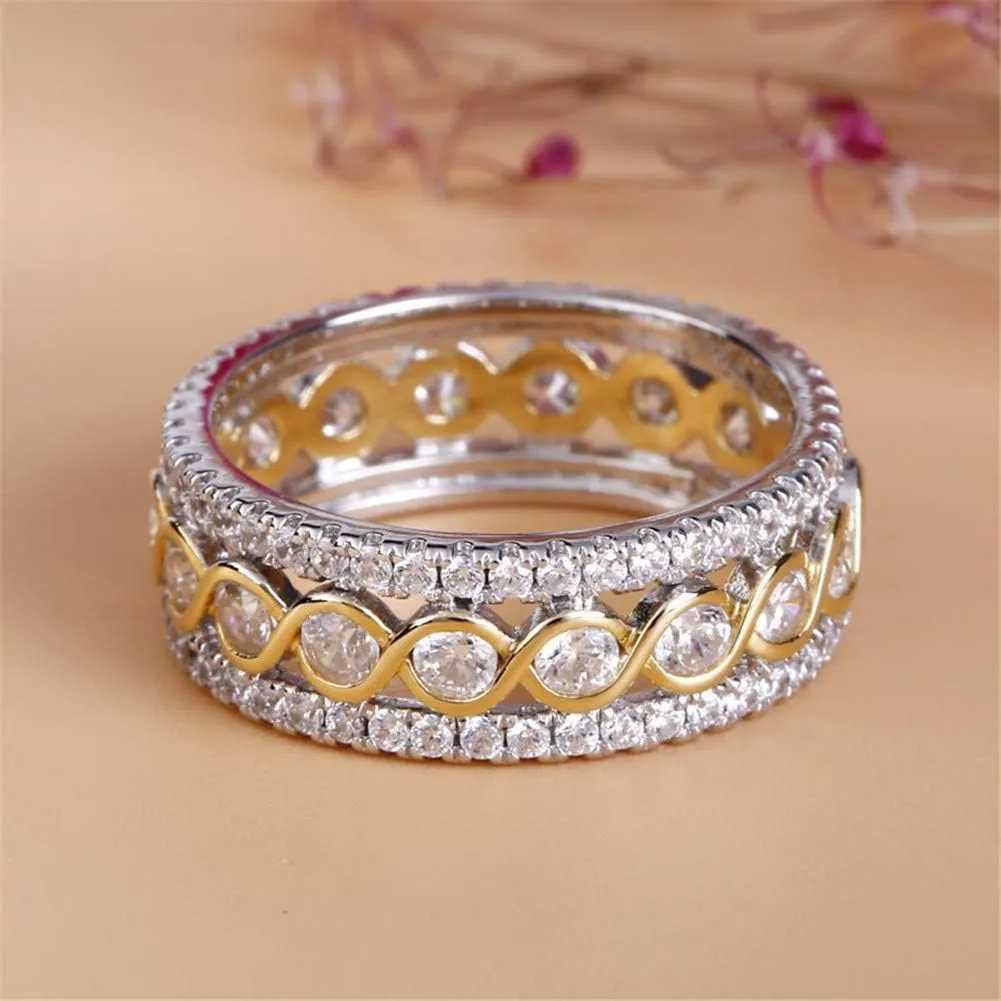 Jeulia Wedding Band for Women Sterling Silver Eternity Band Rings Solitaire Engagement Stackable Ring Promise Anniversary With Jewelry Gift Box