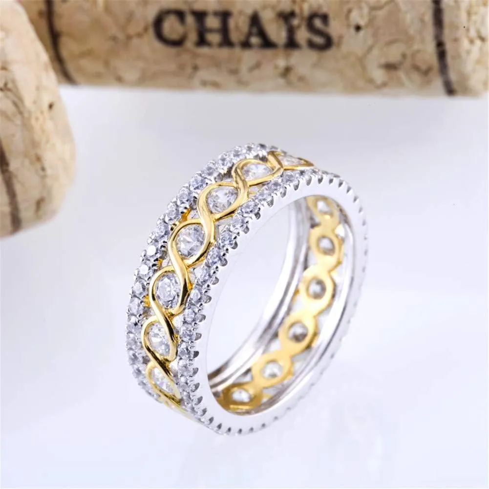Jeulia Wedding Band for Women Sterling Silver Eternity Band Rings Solitaire Engagement Stackable Ring Promise Anniversary With Jewelry Gift Box