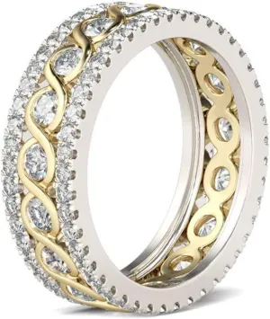 Jeulia Wedding Band for Women Sterling Silver Eternity Band Rings Solitaire Engagement Stackable Ring Promise Anniversary With Jewelry Gift Box