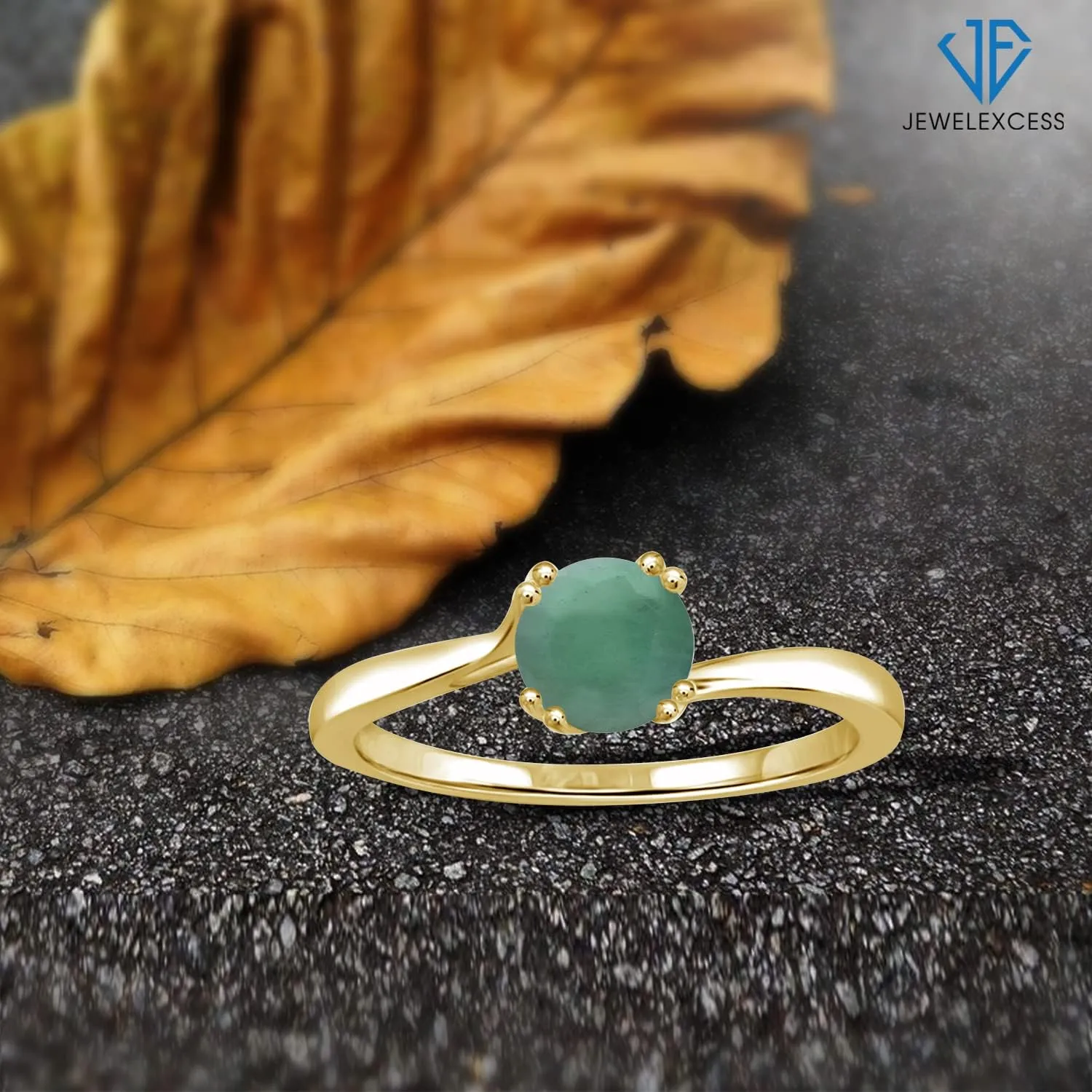 JEWELEXCESS Birthstone Jewelry  Gemstone 14K Gold over Silver Ring Jewelry Gemstone Rings with Hypoallergenic 14K Gold over Silver Band
