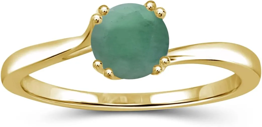 JEWELEXCESS Birthstone Jewelry  Gemstone 14K Gold over Silver Ring Jewelry Gemstone Rings with Hypoallergenic 14K Gold over Silver Band