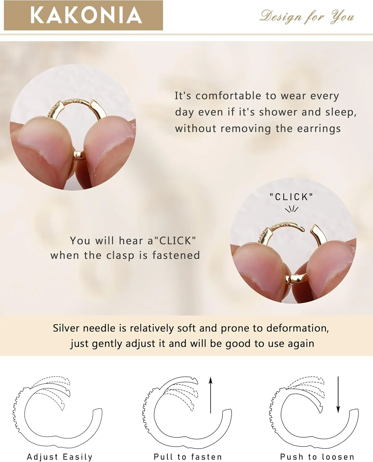 Kakonia 5 Pairs Small Sterling Silver Hoop Earrings Set for Women, 18k Gold Plated Huggie Hoop Earrings, Lightweight Hoop Earrings for Women Hypoallergenic, Cartilage Earring Sets for Multiple Piercing