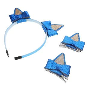 Kawaii Hair Clips Set Cat Ear Bow Headband 3pc Children's Hair Accessories for
