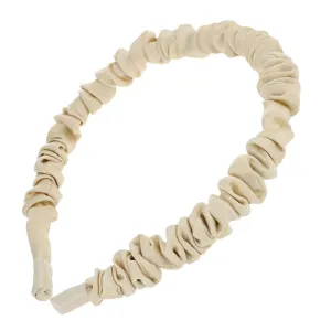 L. Erickson USA Silk Scrunch Medici Headband, Mini - Morning Tan Cream - 100% Silk Charmeuse, Handmade in the USA