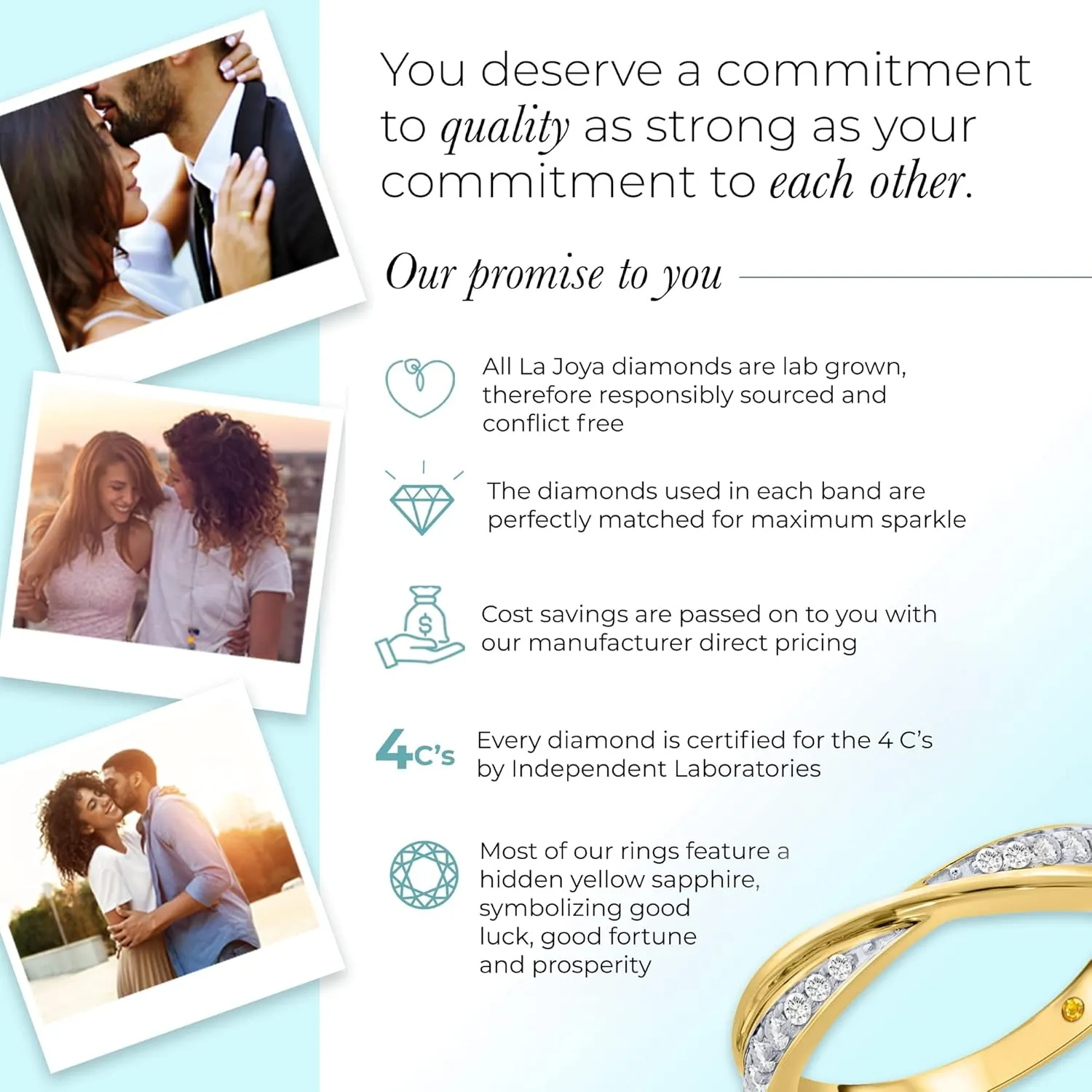 Lab Grown Diamond Anniversary and Wedding Rings for Women | Real 10k White and Yellow Gold 1/4 CTW Certified Diamond Bands | Various Designs to Choose From