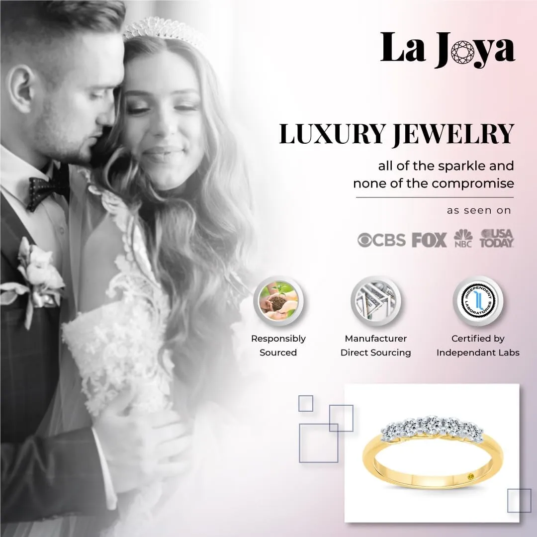 Lab Grown Five Stone Diamond Rings for Women | 10K Solid Yellow and White Gold Certified 1/4-1 CT. TW. Diamond Anniversary Bands and Wedding Rings