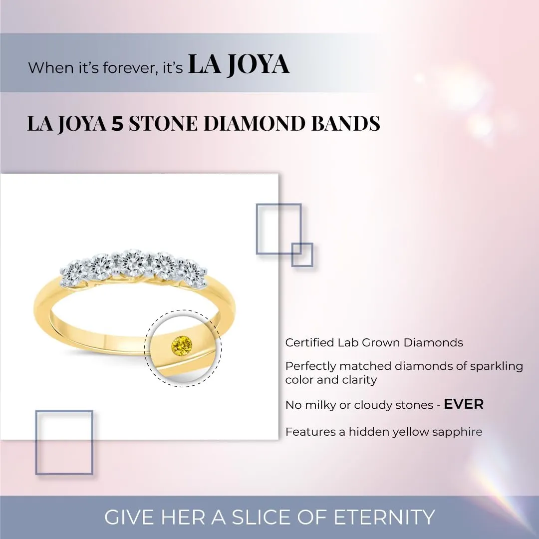 Lab Grown Five Stone Diamond Rings for Women | 10K Solid Yellow and White Gold Certified 1/4-1 CT. TW. Diamond Anniversary Bands and Wedding Rings