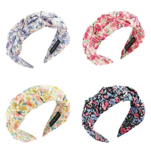 Ladies Headbands 4 Pcs Print Headband Pleated Wide Bezel Turban Scrunchies For Women Elastic Hairbands Girls Hair Accessories Hair Hoop