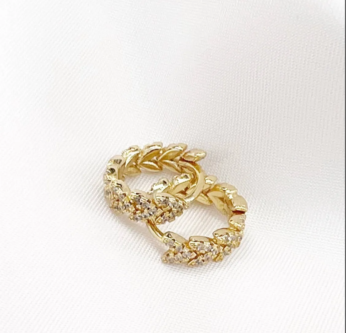 Laurel Pave Huggie Hoops Earrings Gold Filled