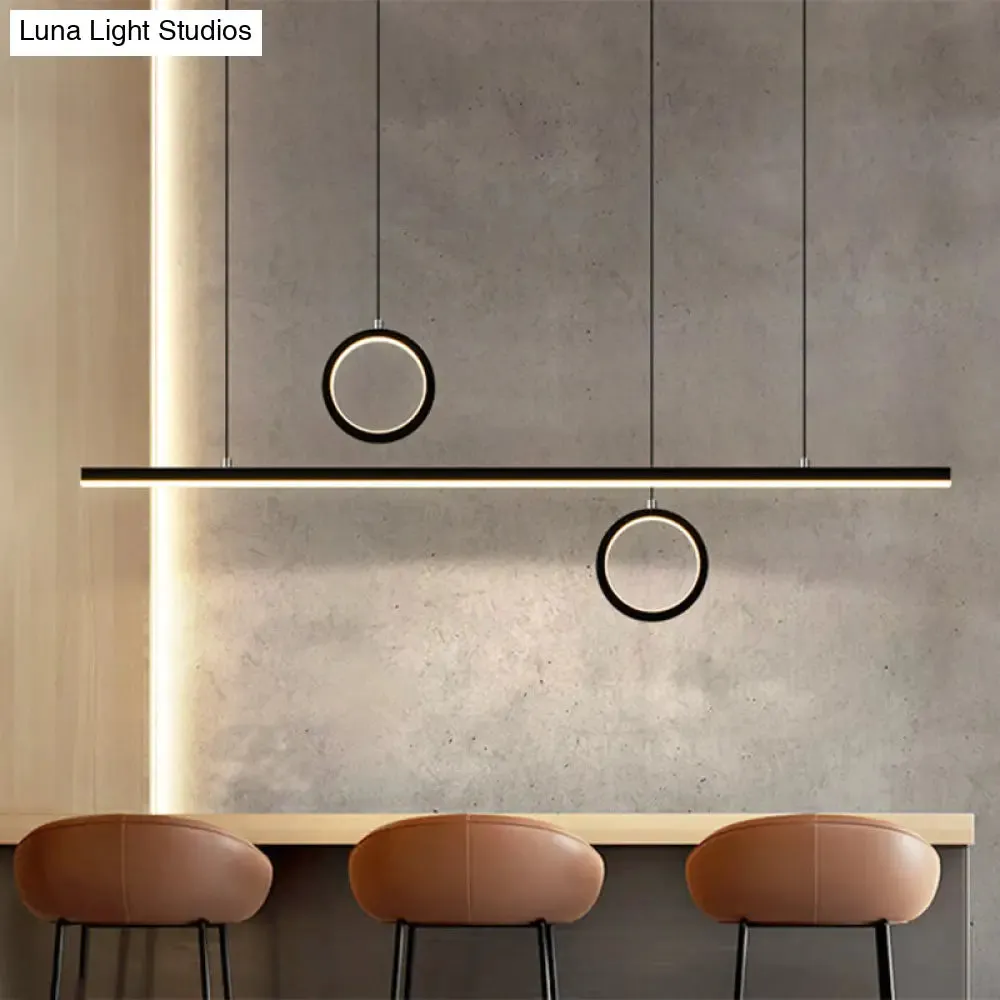 Linear Metal LED Chandelier with Multiple Hanging Lights in Black/Gold, Warm/White