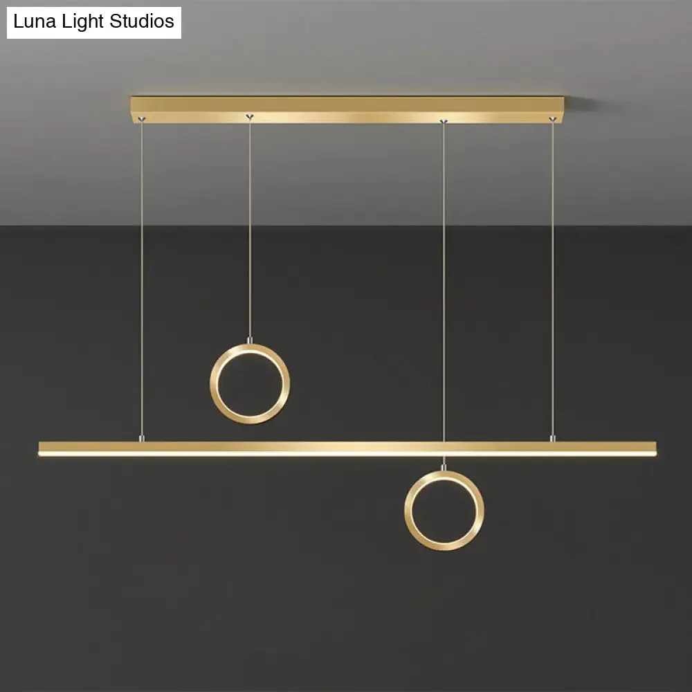 Linear Metal LED Chandelier with Multiple Hanging Lights in Black/Gold, Warm/White