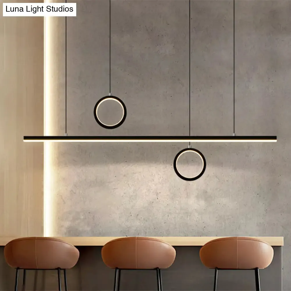 Linear Metal LED Chandelier with Multiple Hanging Lights in Black/Gold, Warm/White