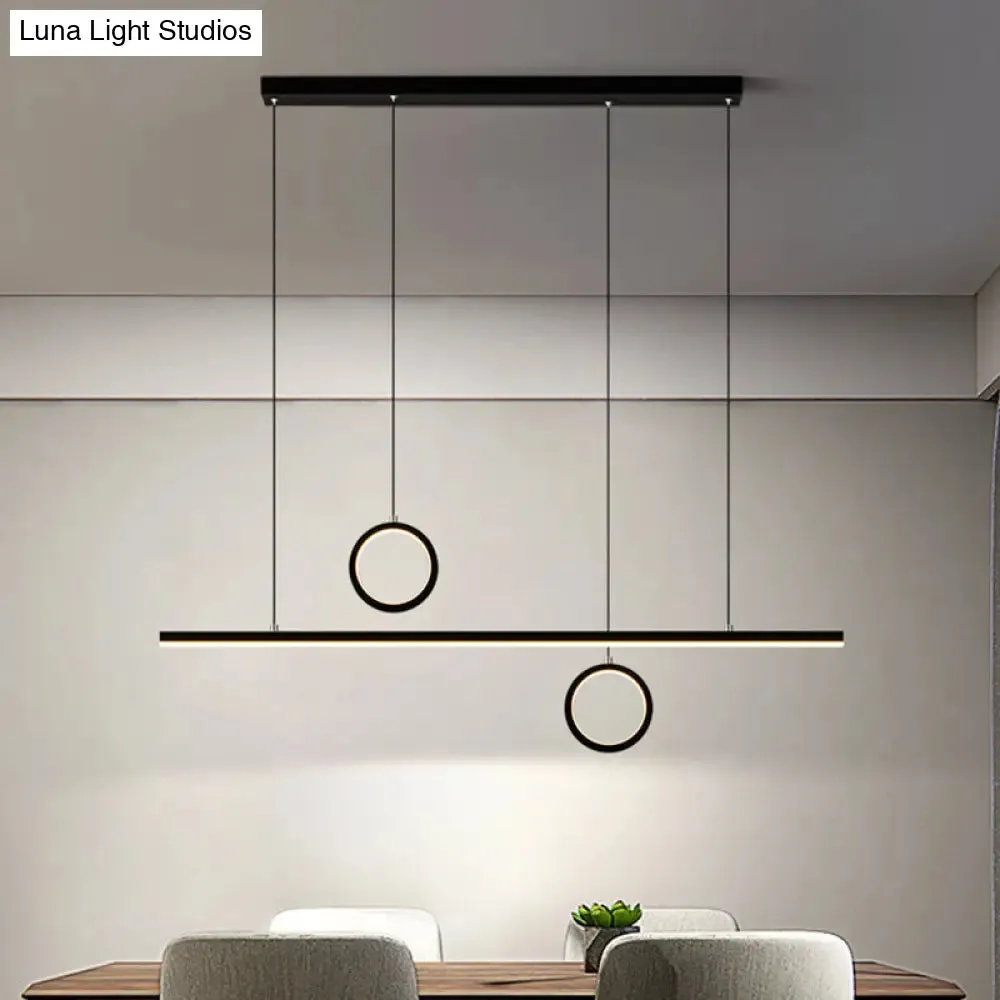 Linear Metal LED Chandelier with Multiple Hanging Lights in Black/Gold, Warm/White