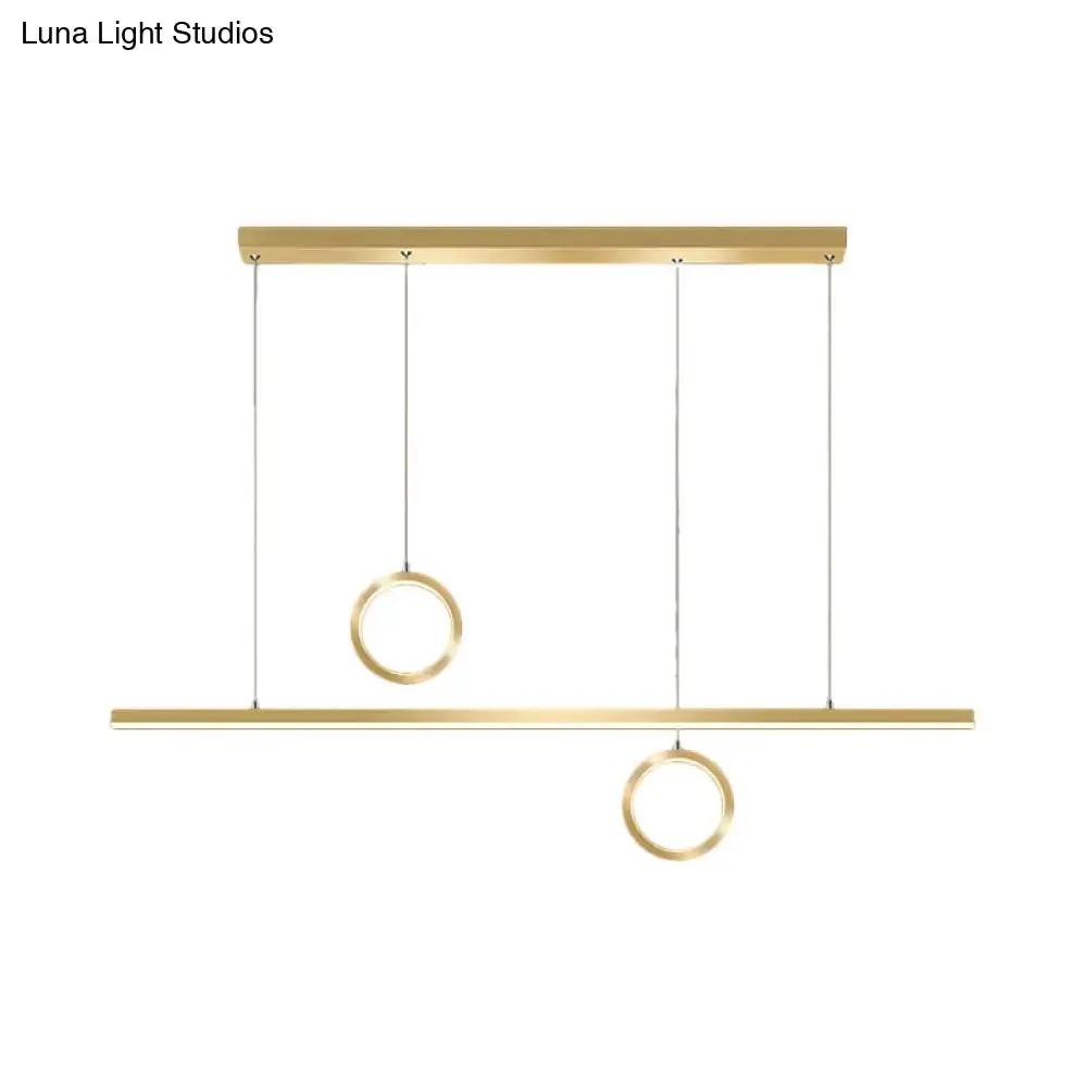 Linear Metal LED Chandelier with Multiple Hanging Lights in Black/Gold, Warm/White