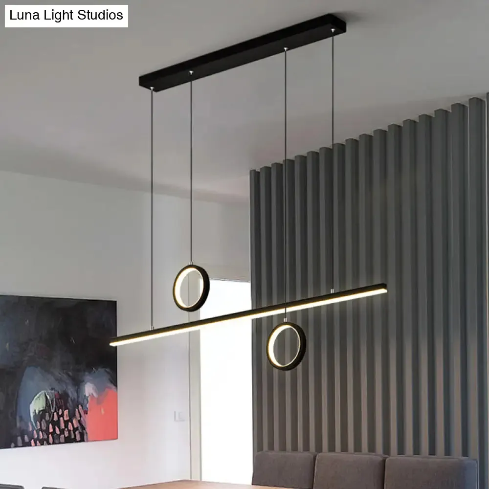 Linear Metal LED Chandelier with Multiple Hanging Lights in Black/Gold, Warm/White