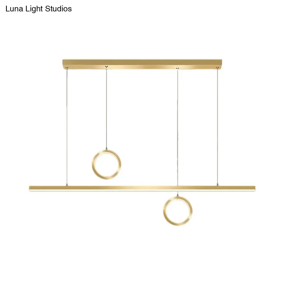 Linear Metal LED Chandelier with Multiple Hanging Lights in Black/Gold, Warm/White