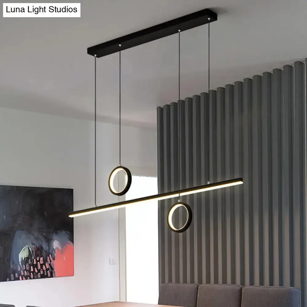 Linear Metal LED Chandelier with Multiple Hanging Lights in Black/Gold, Warm/White