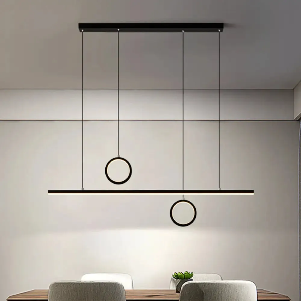 Linear Metal LED Chandelier with Multiple Hanging Lights in Black/Gold, Warm/White