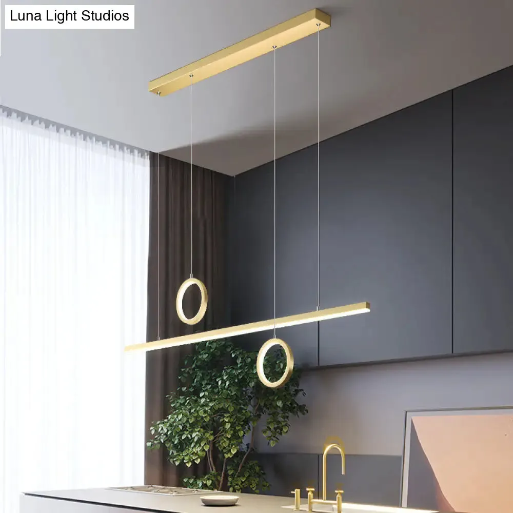 Linear Metal LED Chandelier with Multiple Hanging Lights in Black/Gold, Warm/White