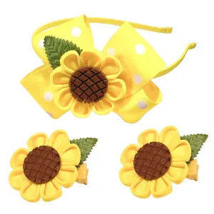 Little Girls Floral Hair Accessories Sunflower Clip Headband Flower Hairband