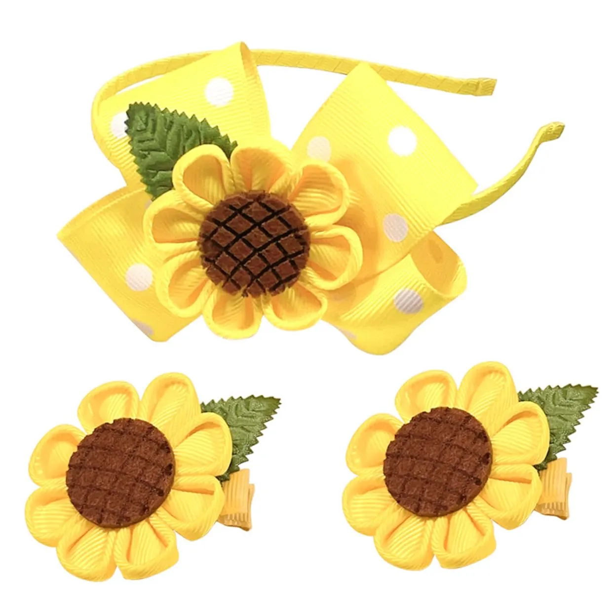 Little Girls Floral Hair Accessories Sunflower Clip Headband Flower Hairband