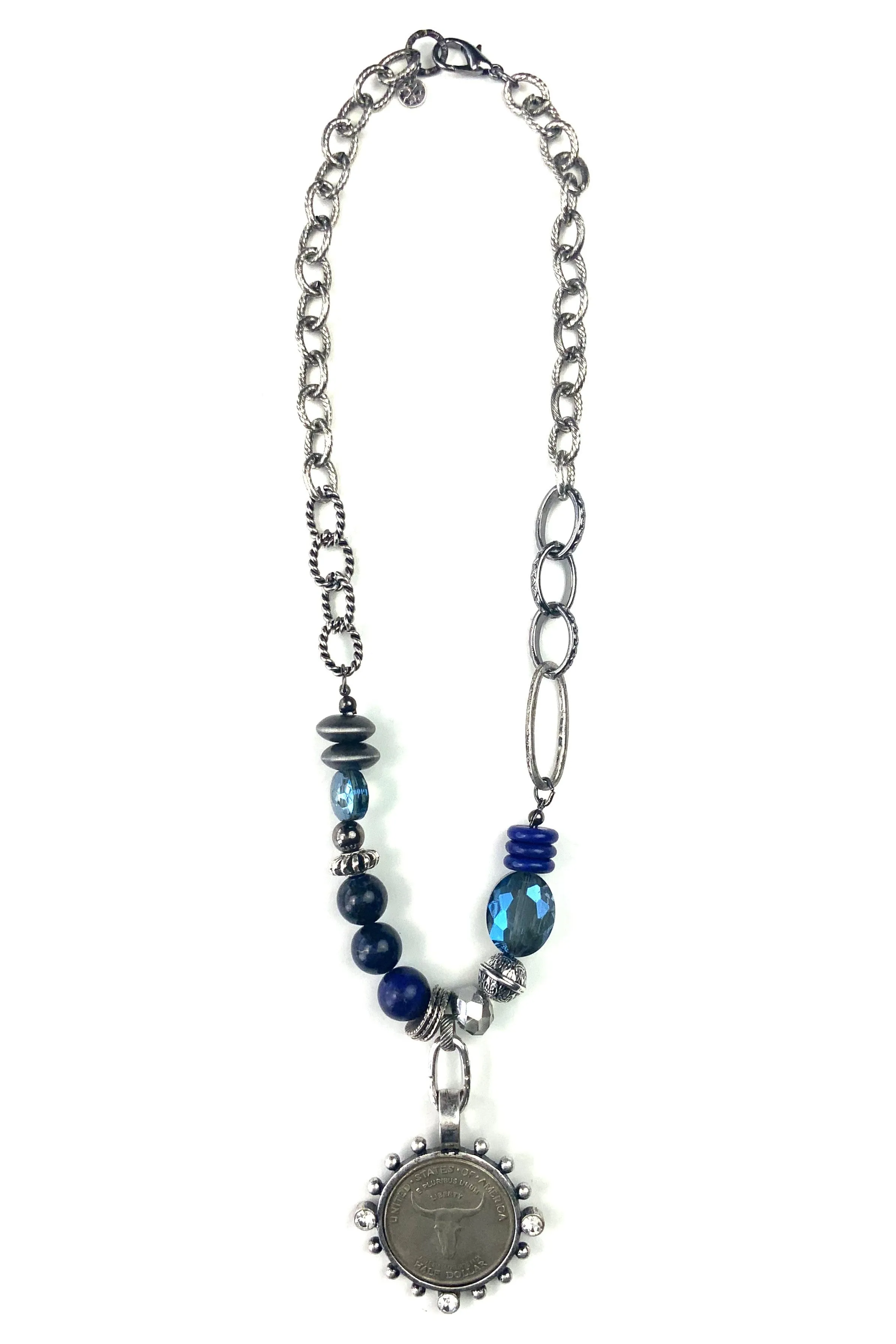 Lost And Found Mixed Chains And Chunky Beads With Coin Pendant Necklace