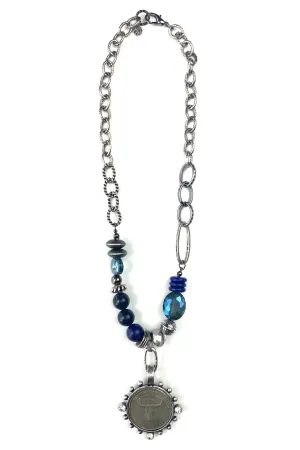 Lost And Found Mixed Chains And Chunky Beads With Coin Pendant Necklace
