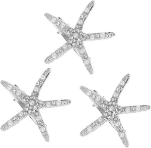 Luxshiny 3pcs Sea Star Rhinestone Hair Clips for Women Elegant Bridal Headwear Accessories Jeweled Hair Barrettes for Weddings and Special Occasions Dazzling Underwater Fantasy Design