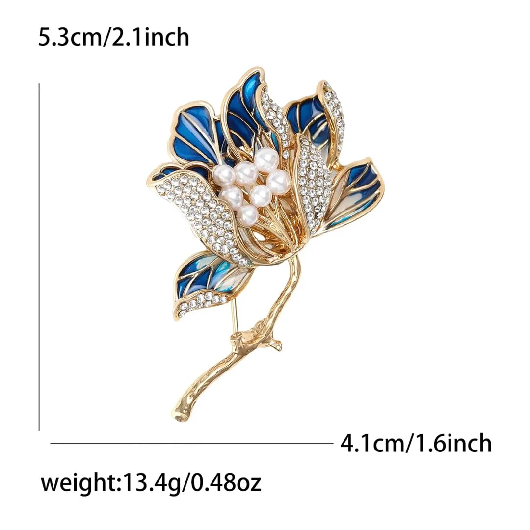 Luxury Flower Brooches For Unisex Pearl Plant Pins Casual Party Accessories Gifts Decoration Purple5136