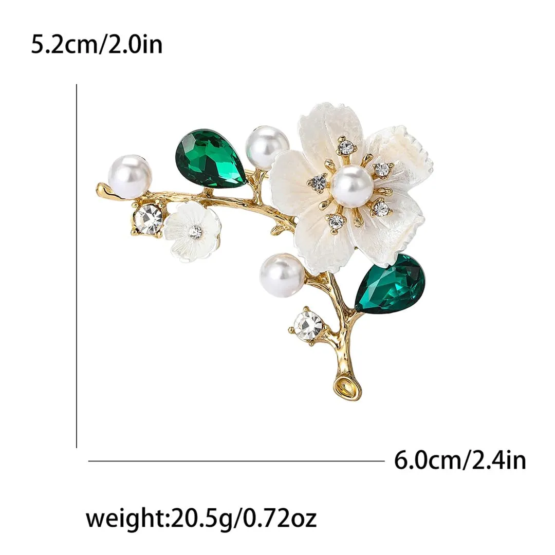 Luxury Pearl Plum Flower Brooches For Unisex Plant Pins Casual Party Accessories Gifts MM-BR-4428-RD1