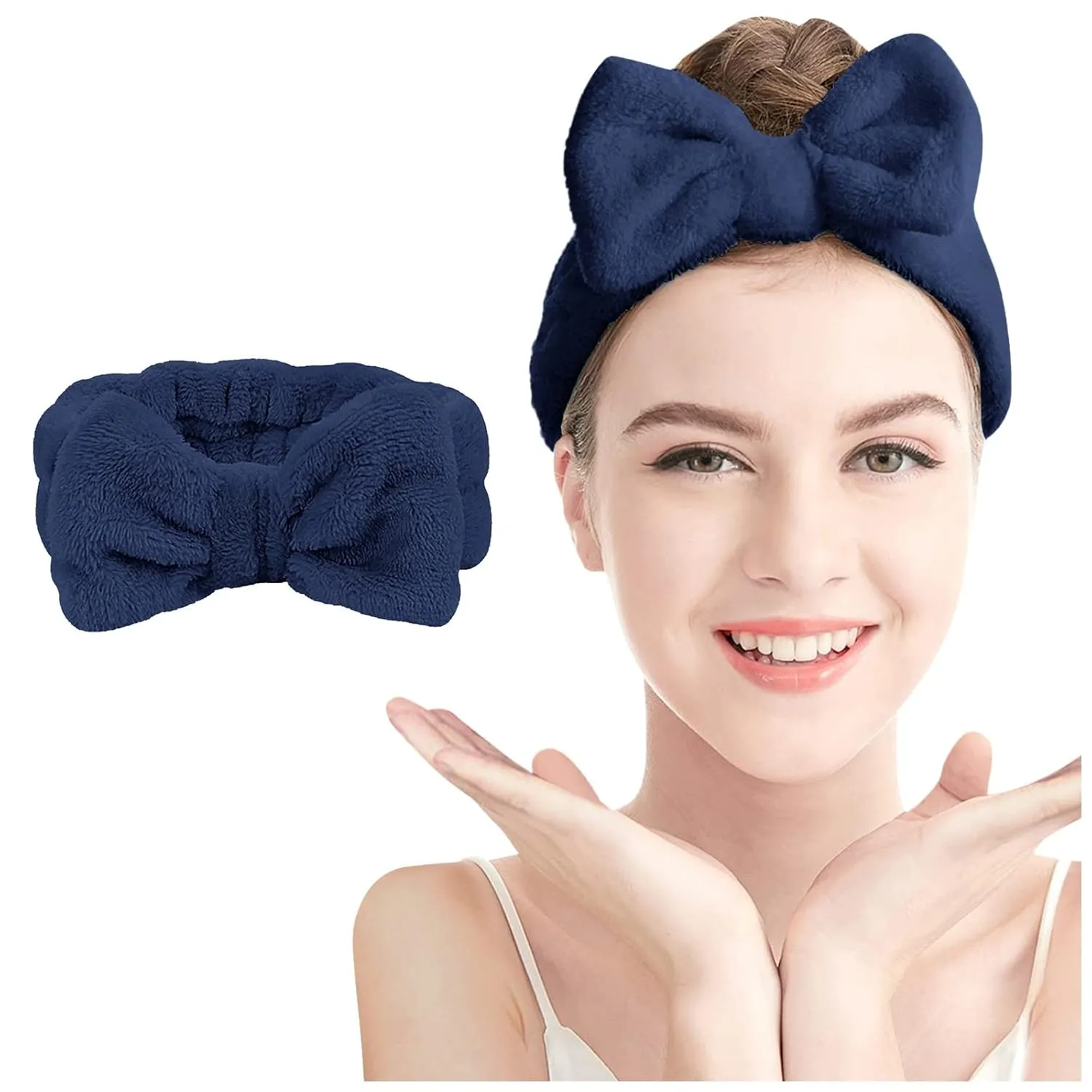 Makeup Headband Soft Hydrotherapy Headband 1 Piece Bow Hairband Women's Facial Coral Velvet Headband For Shower Face Wash