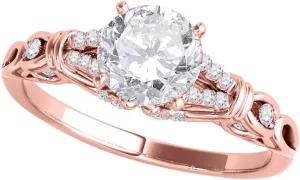Mauli Jewels 0.75 Carat Diamond Halo Engagement Wedding Ring 4 prong 14K Rose Gold